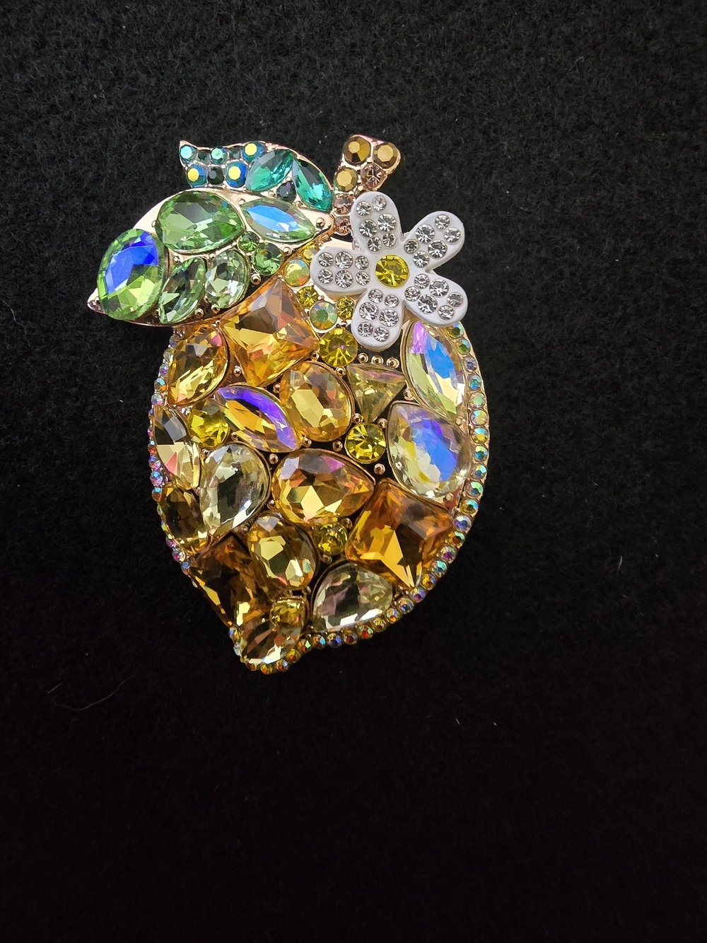 Multicolor Crystal Leaf & Flower Brooch - Women Jewelry